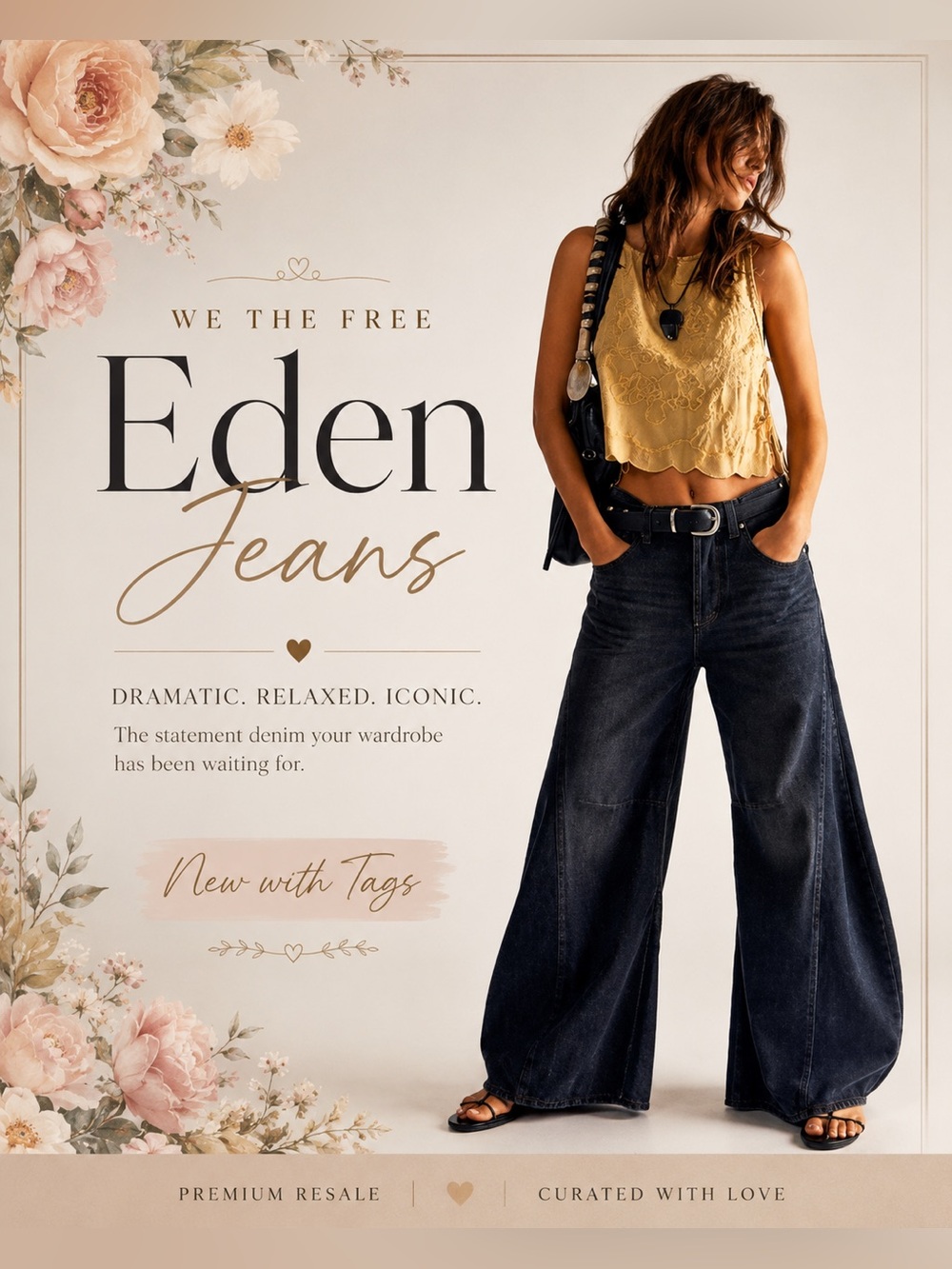 NEW We the free Eden jeans paper tag on